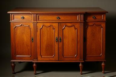 Samme antikke dækketøjsskab efter restaurering, med genoprettet glans og dybde i træet.